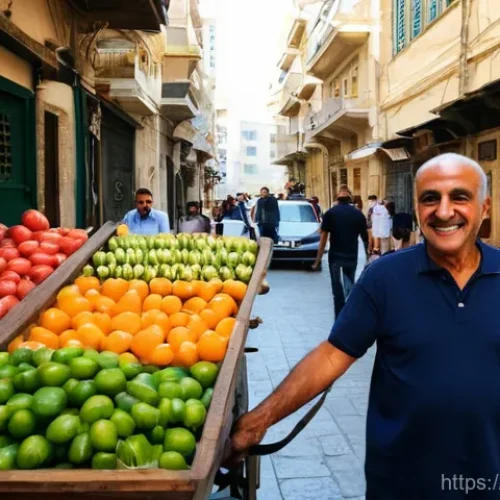 레바논 유명 사진작가 작품 소개 - **Prompt:** A candid, bustling street scene in the heart of historic Beirut, capturing the vibrant e...