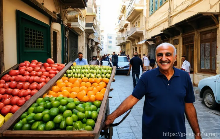 레바논 유명 사진작가 작품 소개 - **Prompt:** A candid, bustling street scene in the heart of historic Beirut, capturing the vibrant e...